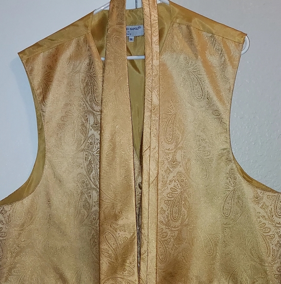 Vintage Gold Paisley Vest with Tie, sz 3XL, $13, GLENN HEIGHTS TX PPU OR SHIP - Picture 2 of 10